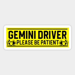 Funny Gemini Twins Zodiac Student Driver Notice Sign Sticker